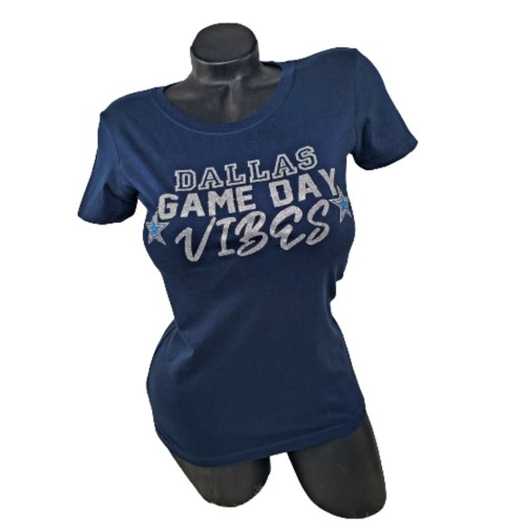 Dallas Game Day Vibes Navy Fitted Lt. Weight Jersey Tee. Game Day Tee!!! - Picture 3 of 4